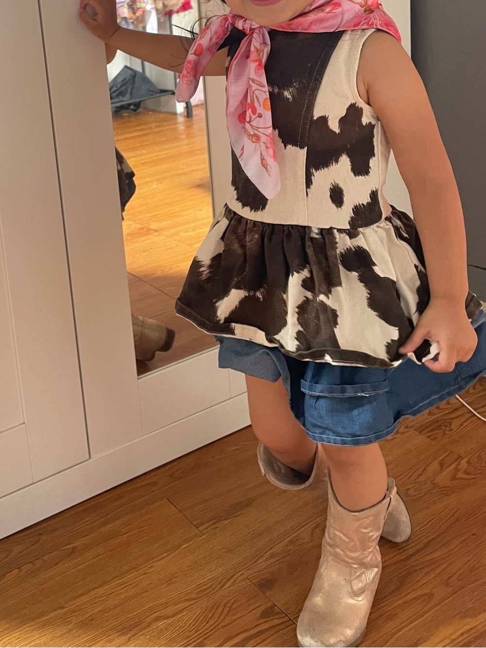 GBGirls Cow Print Sleeveless Twirl Dress